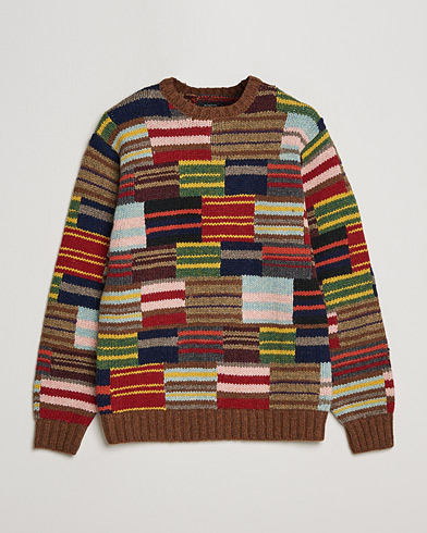 Men | Knitted Jumpers | BEAMS PLUS | Hand Knit Patchwork Sweater Multi Stripe