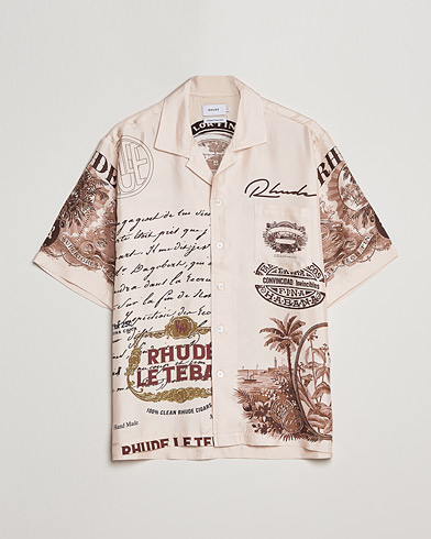 Men | New Brands | Rhude | Silk Cigar Short Sleeve Shirt Brown/Cream