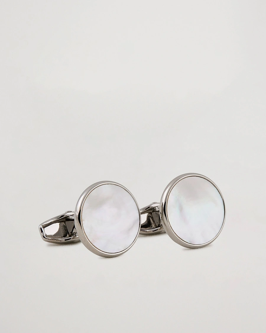 Amanda Christensen Cufflink & Shirt Studs Set White/Silver – Silver