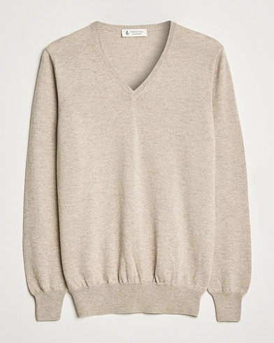 Men | Cashmere sweaters | Piacenza Cashmere | Cashmere V Neck Sweater Beige