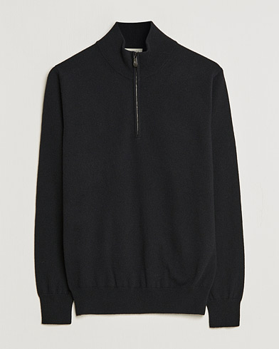 Men | Cashmere sweaters | Piacenza Cashmere | Cashmere Half Zip Sweater Black