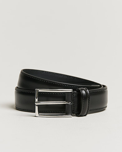 Men | Business Casual | Anderson's | Leather Suit Belt 3 cm Black