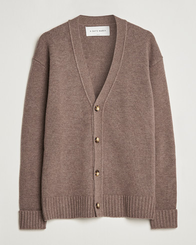 Men | A Day's March | A Day's March | Snag Lambswool Cardigan Taupe Melange