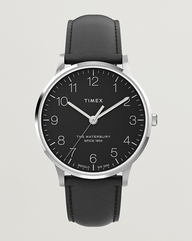 Men | Leather strap | Timex | Waterbury Classic 40mm Black Dial
