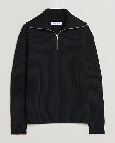 Men | Sweaters & Knitwear | Samsøe & Samsøe | Logan Zip Turtle Neck Black