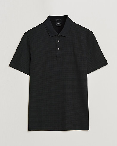 Men | Polo Shirts | BOSS | Pitton Waffle Polo Black