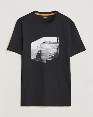 Men |  | BOSS Casual | Teglow Photoprint Crew Neck T-Shirt Black