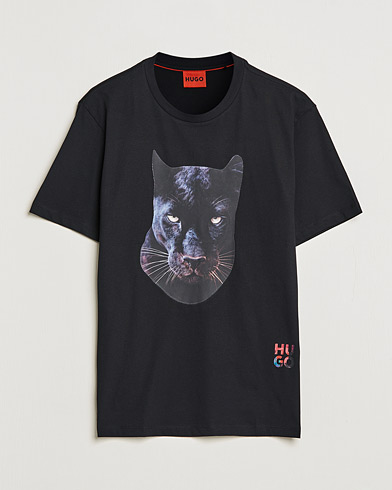Men | Black t-shirts | HUGO | Deetah Logo Crew Neck T-Shirt Black