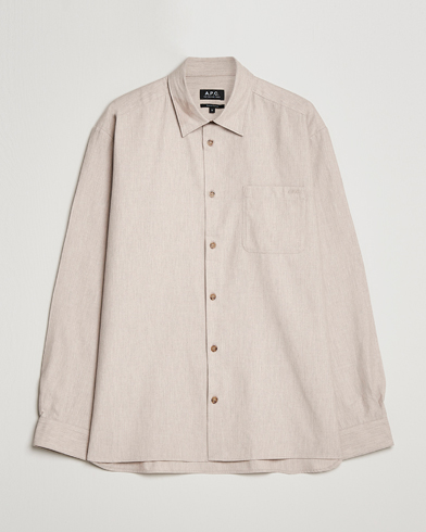 Men | Shirts | A.P.C. | Marlo Flannel Shirt Heather Beige