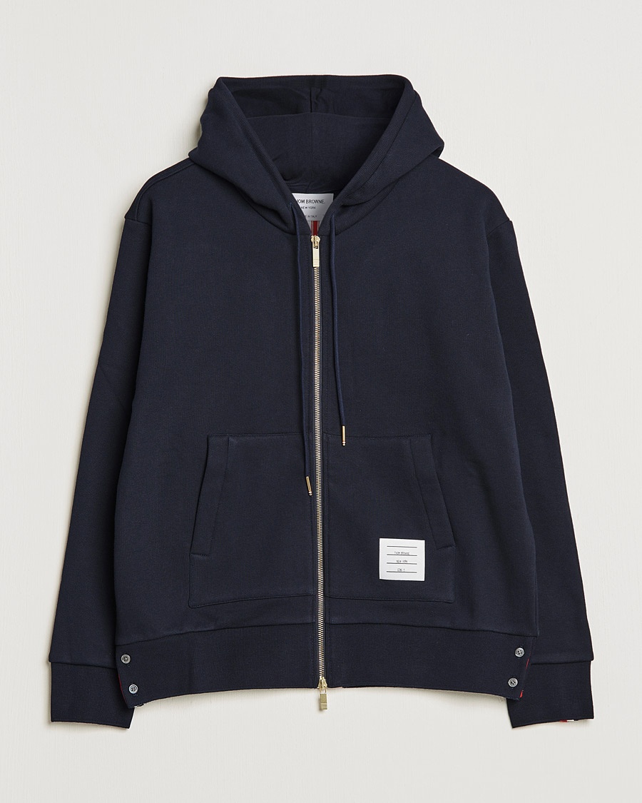 Thom Browne Center Back Full Zip Hoodie Navy – Blue