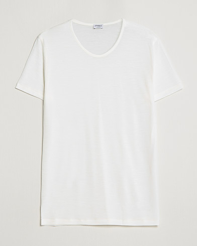 Men |  | Zimmerli of Switzerland | Wool/Silk Crew Neck T-Shirt Ecru