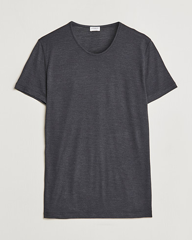Men | Zimmerli of Switzerland | Zimmerli of Switzerland | Wool/Silk Crew Neck T-Shirt Charcoal