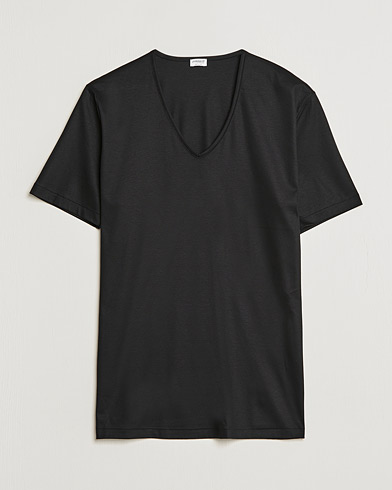 Men | Zimmerli of Switzerland | Zimmerli of Switzerland | Sea Island Cotton V-Neck T-Shirt Black