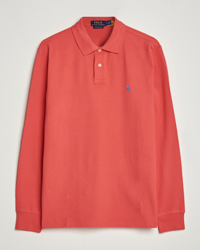 Men | Long Sleeve Polo Shirts | Polo Ralph Lauren | Custom Slim Fit Long Sleeve Polo Starboard Red
