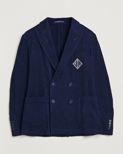 Men | Knitted Blazers | Ralph Lauren Purple Label | Knitted Terry Cloth Blazer Navy