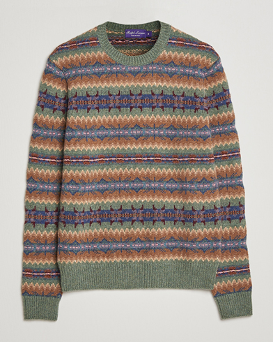 Men | Knitted Jumpers | Ralph Lauren Purple Label | Fairisle Jacquard Sweater Tan Multi