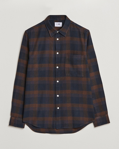 Men | Shirts | NN07 | Arne Brushed Cotton Checked Shirt Brown/Navy