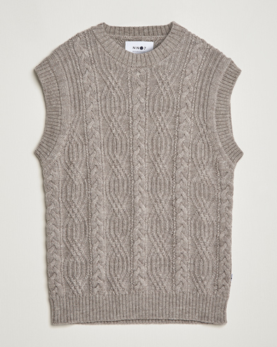 Men | NN07 | NN07 | Cable Structured Knitted Vest Nature Melange