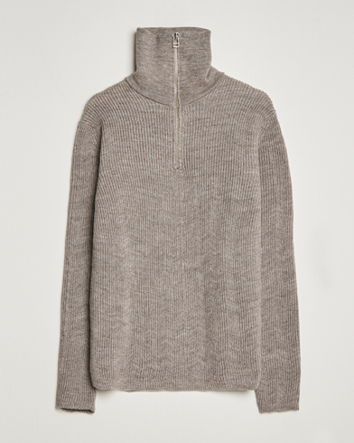 Men | Sweaters & Knitwear | NN07 | Holger Knitted Ribbed Half Zip Nature Melange