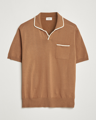 Men | Short Sleeve Polo Shirts | Altea | Short Sleeve Riviera Polo Tobacco