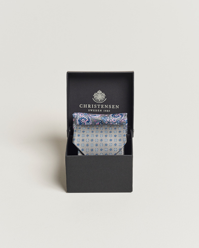 Men |  | Amanda Christensen | Box Set Silk Twill 8cm Tie With Pocket Square Grey