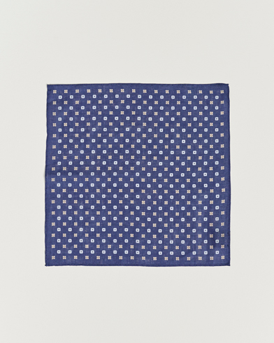 Men | Pocket Squares | Amanda Christensen | Linen Printed Flower Pocket Square Navy