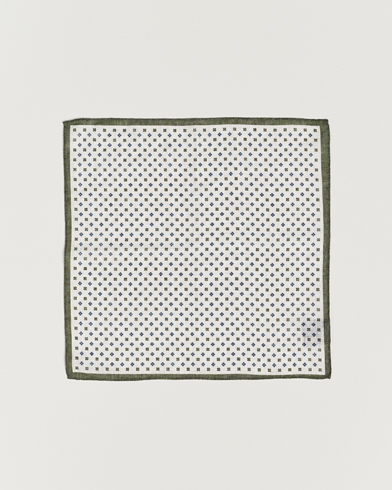 Men | Pocket Squares | Amanda Christensen | Linen Paspoal Printed Flower Pocket Square White/Green