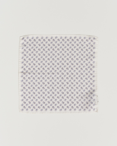 Men | Pocket Squares | Amanda Christensen | Silk Oxford Printed Paisley Pocket Square White
