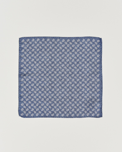 Men | Pocket Squares | Amanda Christensen | Silk Oxford Printed Paisley Pocket Square Navy