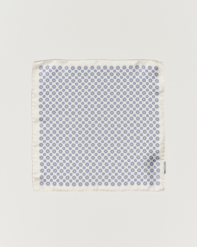 Men | Pocket Squares | Amanda Christensen | Silk Twill Printed Medallion Pocket Square White