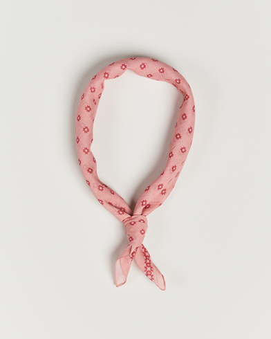 Men | Dress Scarves | Amanda Christensen | Cotton Voilé Printed Flower Bandana Red