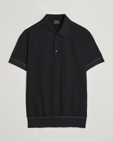Men | Knitted Polo Shirts | Brioni | Sea Island Knit Polo Black