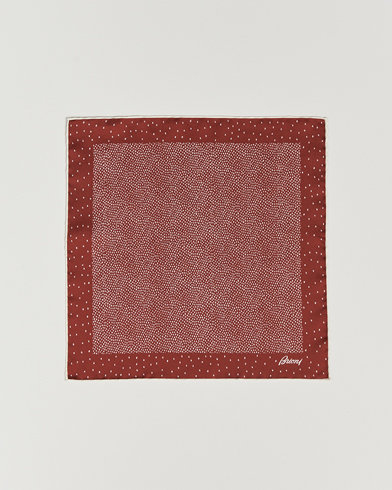 Men |  | Brioni | Printed Silk Pocket Square White/Red