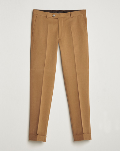 Men | Oscar Jacobson | Oscar Jacobson | Denz Brushed Cotton Turn Up Trousers Beige