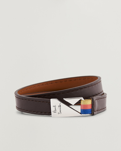 Men | Bracelets | Paul Smith | Leather Hook Wrap Bracelet Brown