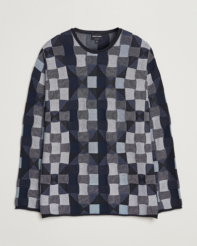 Men | Giorgio Armani | Giorgio Armani | Geometrical Patchwork Sweater Navy/White