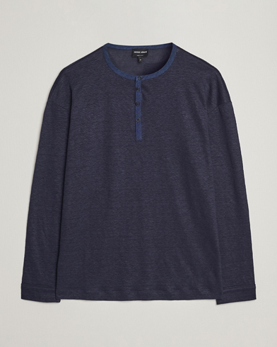 Men | Sweaters & Knitwear | Giorgio Armani | Linen Henley Navy