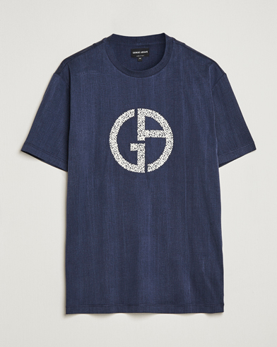 Men | Giorgio Armani | Giorgio Armani | Cupro Logo T-Shirt Navy