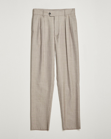 Men | Formal Trousers | Giorgio Armani | Pleated Wool Trousers Light Grey