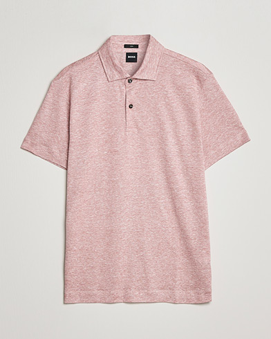 Men | Polo Shirts | BOSS | Press Linen Polo Open Pink