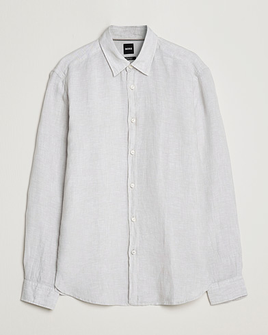 Men | Linen Shirts | BOSS BLACK | Liam Linen Shirt Light Grey