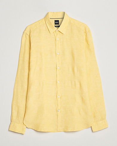 Men | Linen Shirts | BOSS BLACK | Liam Linen Shirt Bright Yellow