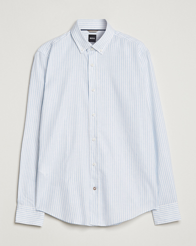 Men | Casual Shirts | BOSS BLACK | Hal Cotton/Linen Striped Shirt Pastel Blue
