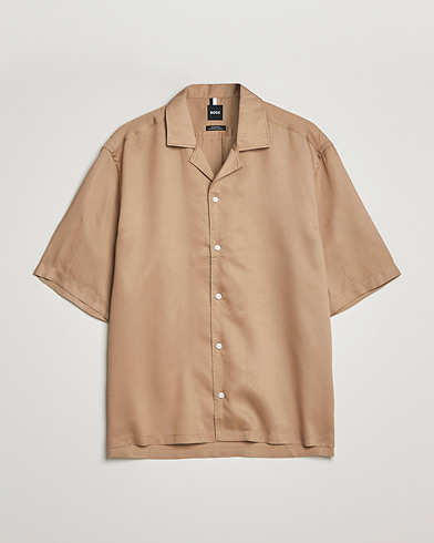 Men | Short Sleeve Shirts | BOSS BLACK | Lars Resort Collar Short Sleeve Medium Beige