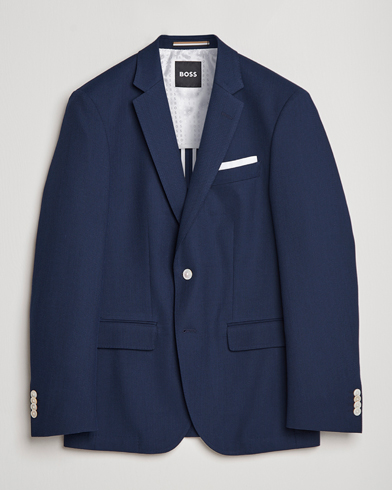 Men | Blazers | BOSS BLACK | Hutson Wool/Cotton Club Blazer Dark Blue