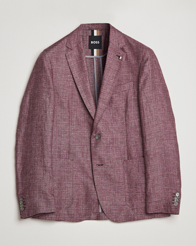 Men | Blazers | BOSS BLACK | Hanry Linen/Wool Blazer Dark Red