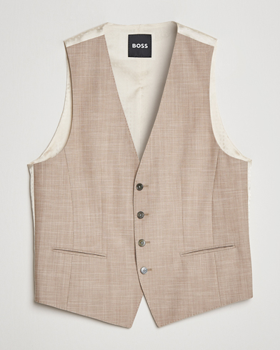 Men | Waistcoats | BOSS BLACK | Huge Wool/Cotton Vest Light Beige
