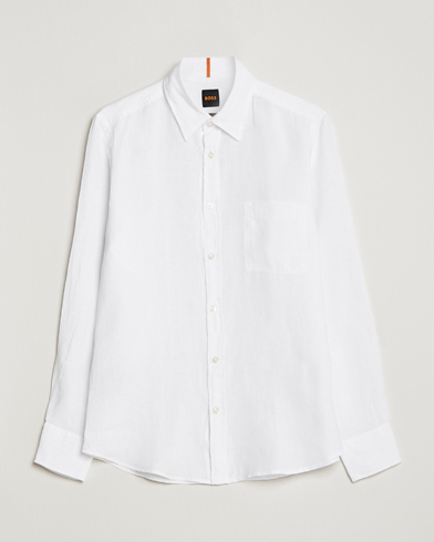 Men | Linen Shirts | BOSS Casual | Relegant Linen Shirt White