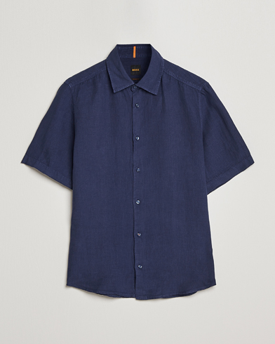 Men | BOSS Casual | BOSS Casual | Rash Linen Short Sleeve Shirt Navy