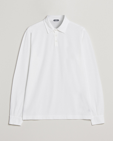 Men |  | Zanone | Ice Cotton Long Sleeve Polo White